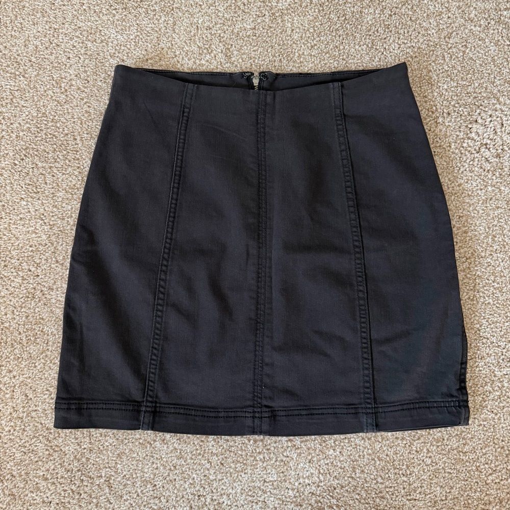 Free People Modern Femme Denim Black Mini Skirt Size 10 Grunge - Picture 2 of 10